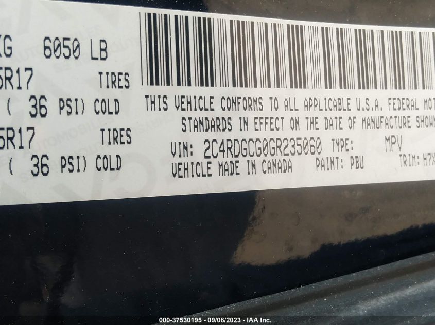 2016 DODGE GRAND CARAVAN SXT - 2C4RDGCG0GR235060