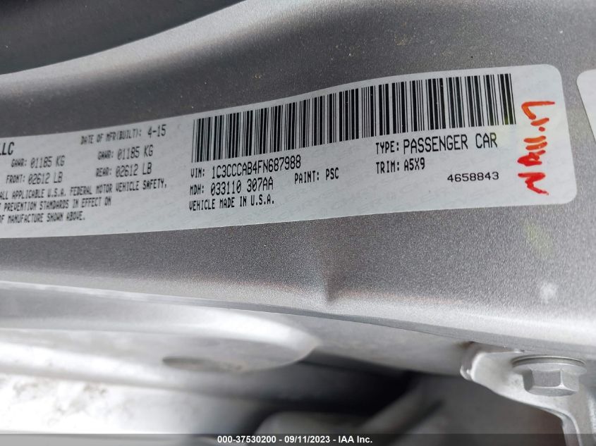 2015 CHRYSLER 200 LIMITED - 1C3CCCAB4FN687988