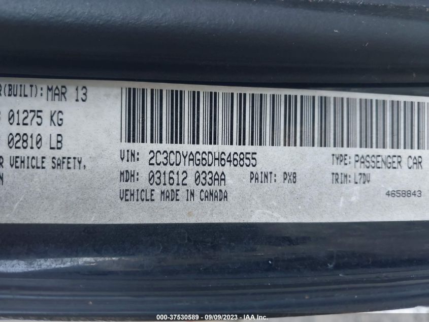 2013 DODGE CHALLENGER SXT - 2C3CDYAG6DH646855