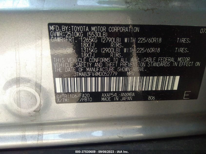 2021 TOYOTA RAV4 PRIME SE - JTMAB3FV4MD052779