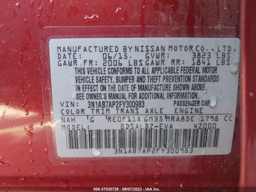 2015 NISSAN SENTRA SV - 3N1AB7AP2FY300983