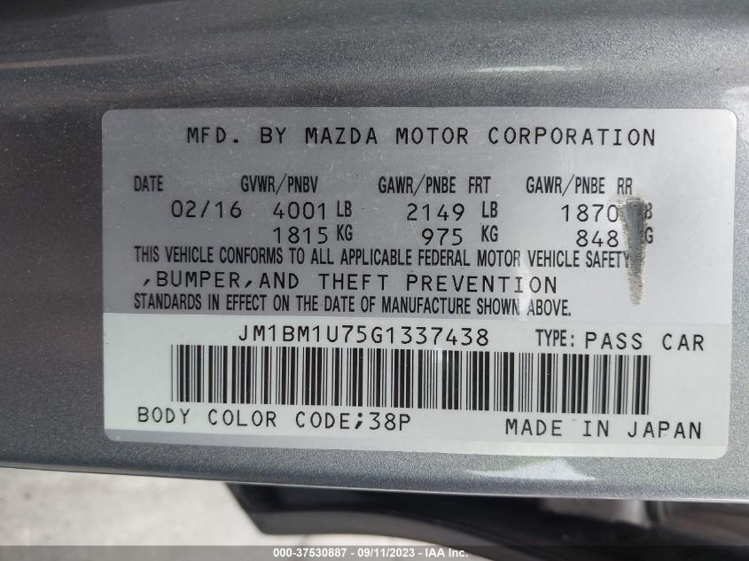 2016 MAZDA MAZDA3 I SPORT - JM1BM1U75G1337438
