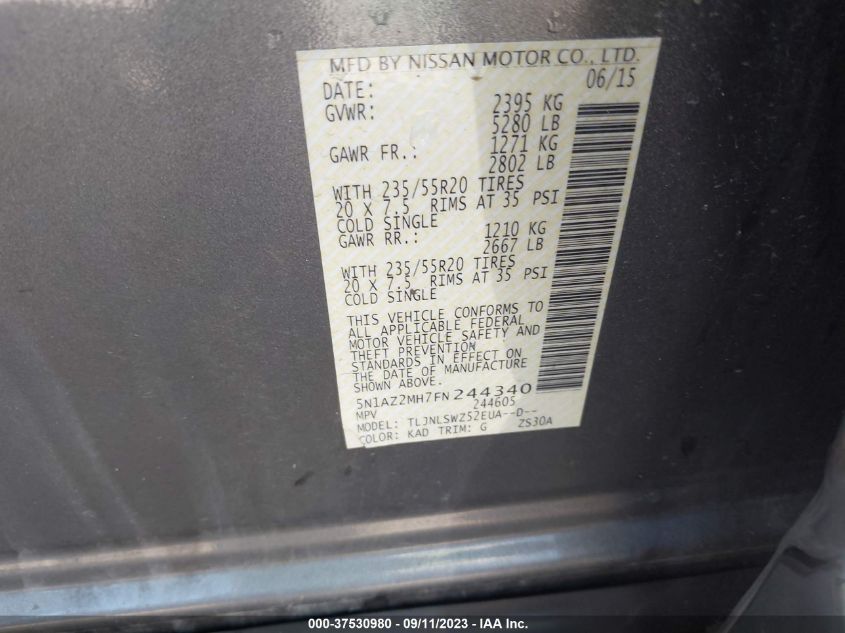 2015 NISSAN MURANO PLATINUM - 5N1AZ2MH7FN244340