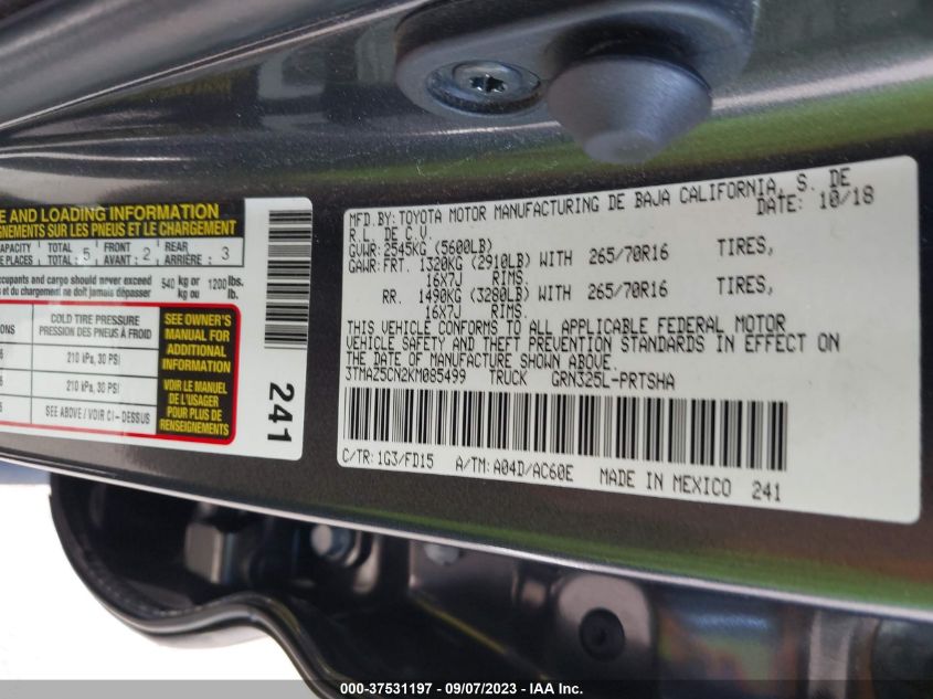 2019 TOYOTA TACOMA TRD OFF ROAD - 3TMAZ5CN2KM085499