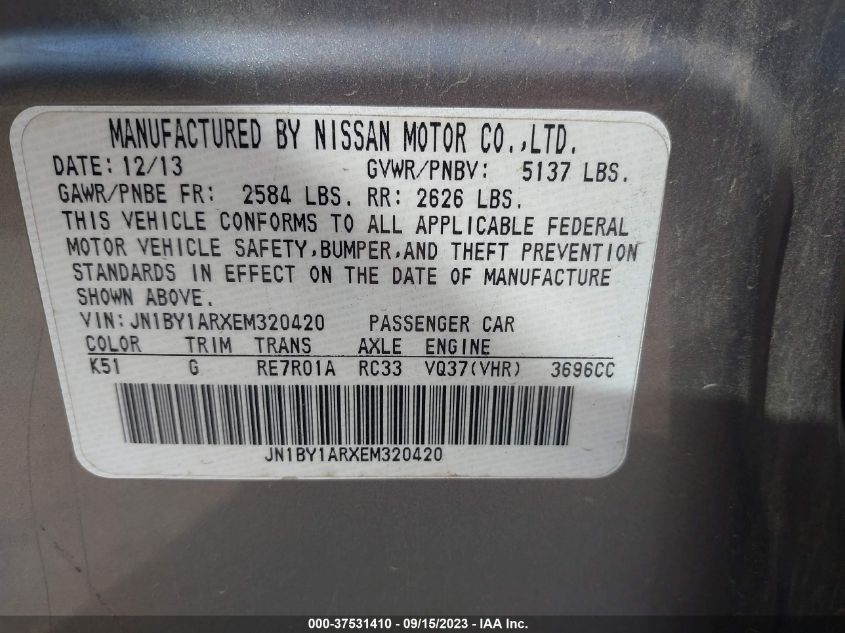 2014 INFINITI Q70 JN1BY1ARXEM320420