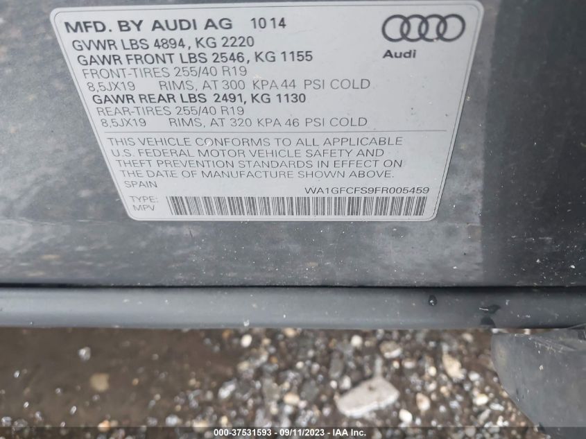 2015 AUDI Q3 2.0T PRESTIGE - WA1GFCFS9FR005459