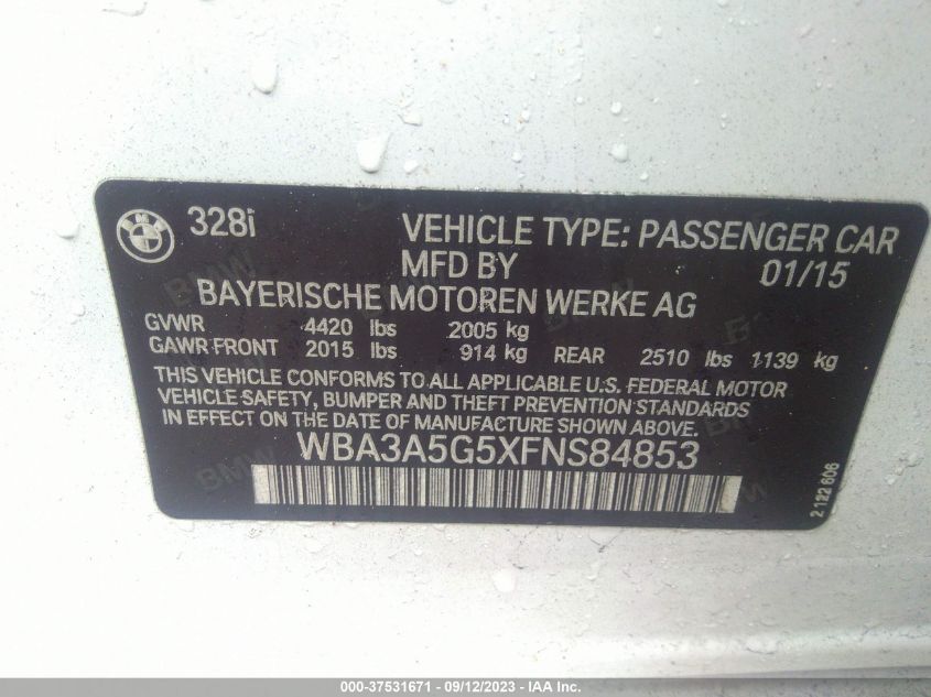 2015 BMW 328I - WBA3A5G5XFNS84853
