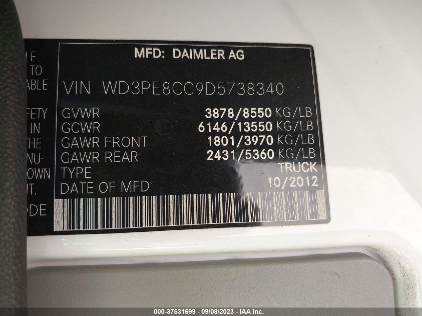 2013 MERCEDES-BENZ SPRINTER CARGO VANS WD3PE8CC9D5738340
