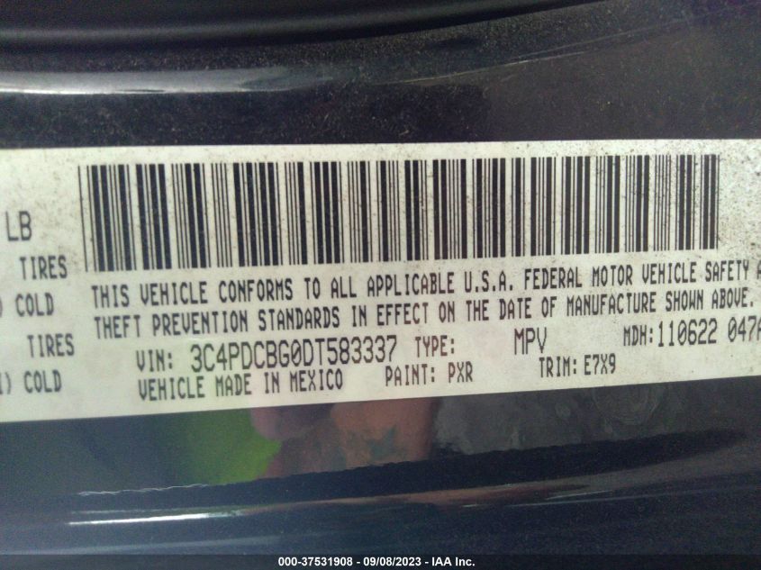 2013 DODGE JOURNEY SXT - 3C4PDCBG0DT583337