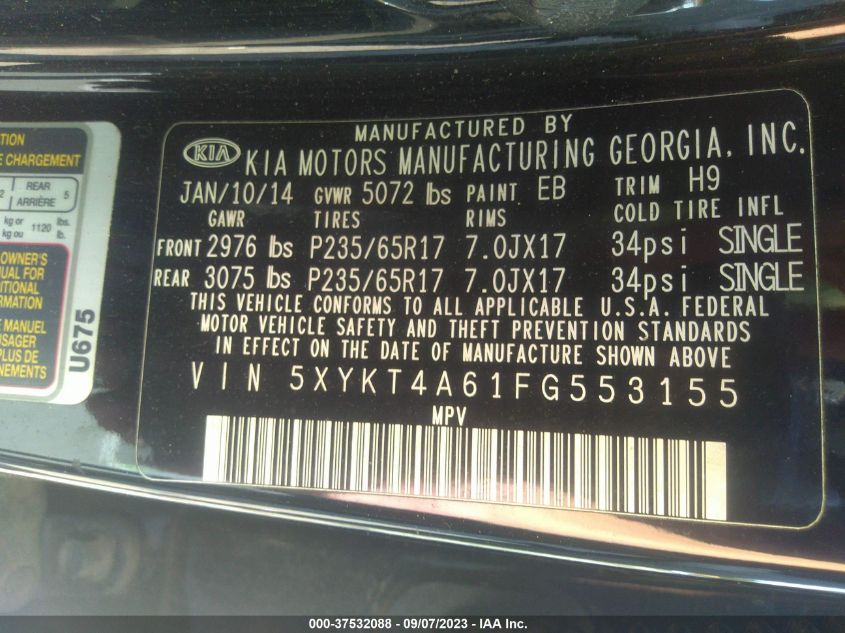 2015 KIA SORENTO LX - 5XYKT4A61FG553155