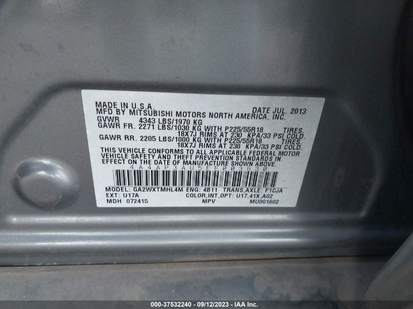 2014 MITSUBISHI OUTLANDER SPORT ES - 4A4AP3AU5EE003630