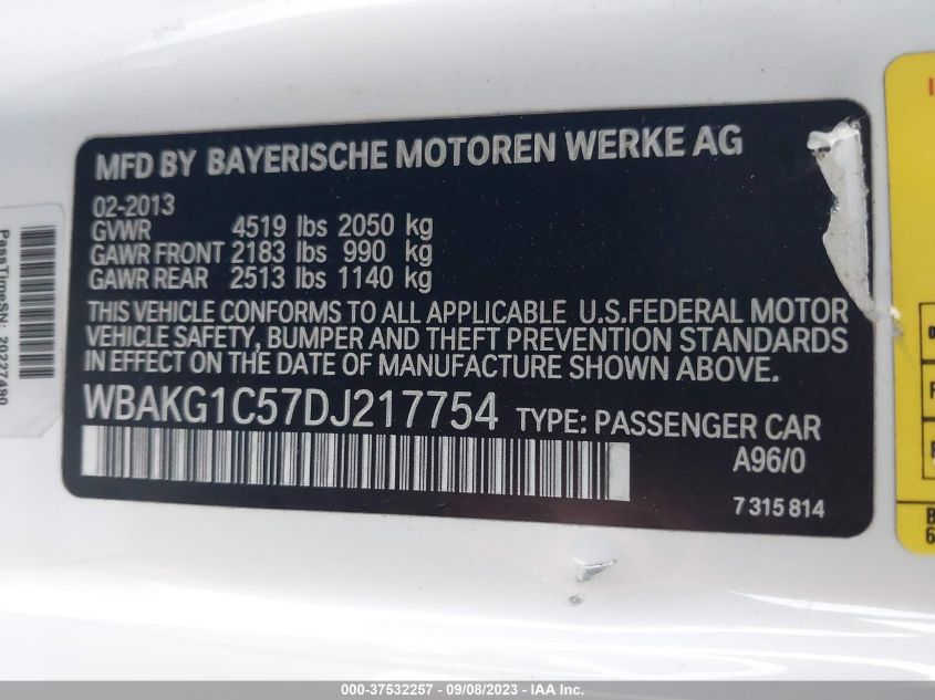 2013 BMW 335IS WBAKG1C57DJ217754