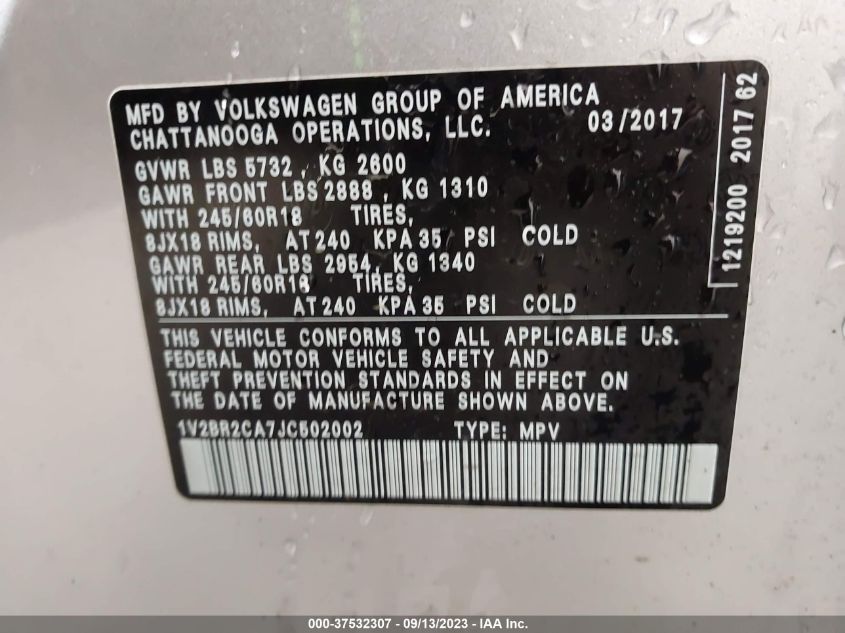 2018 VOLKSWAGEN ATLAS 3.6L V6 LAUNCH EDITION - 1V2BR2CA7JC502002