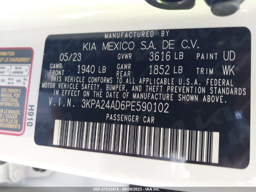 3KPA24AD6PE590102 Kia Rio LX/S 9