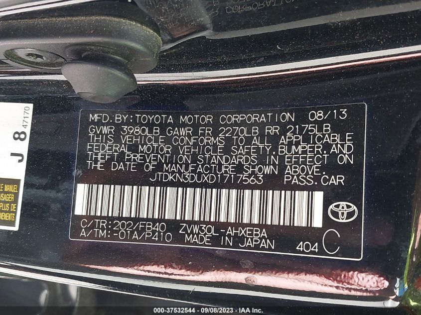 2013 TOYOTA PRIUS - JTDKN3DUXD1717563