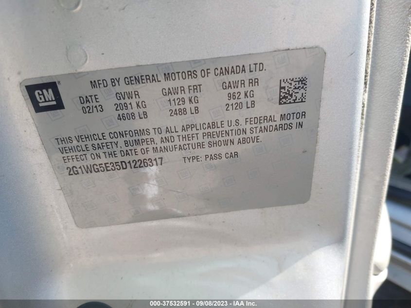 2013 CHEVROLET IMPALA LT - 2G1WG5E35D1226317