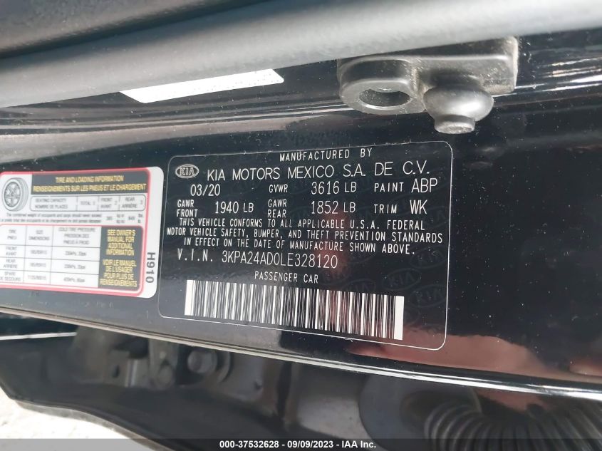 VIN 3KPA24AD0LE328120 2020 KIA RIO S