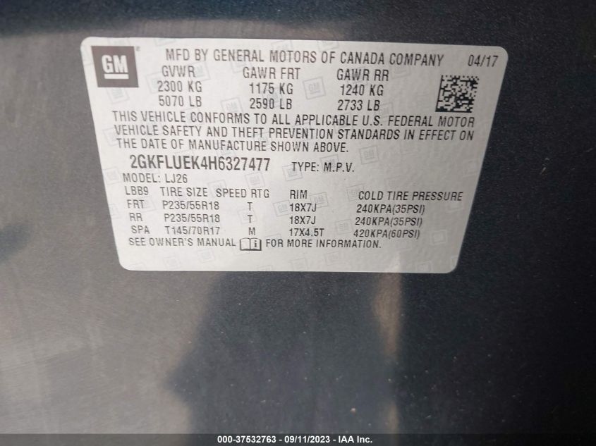 2017 GMC TERRAIN SLT - 2GKFLUEK4H6327477