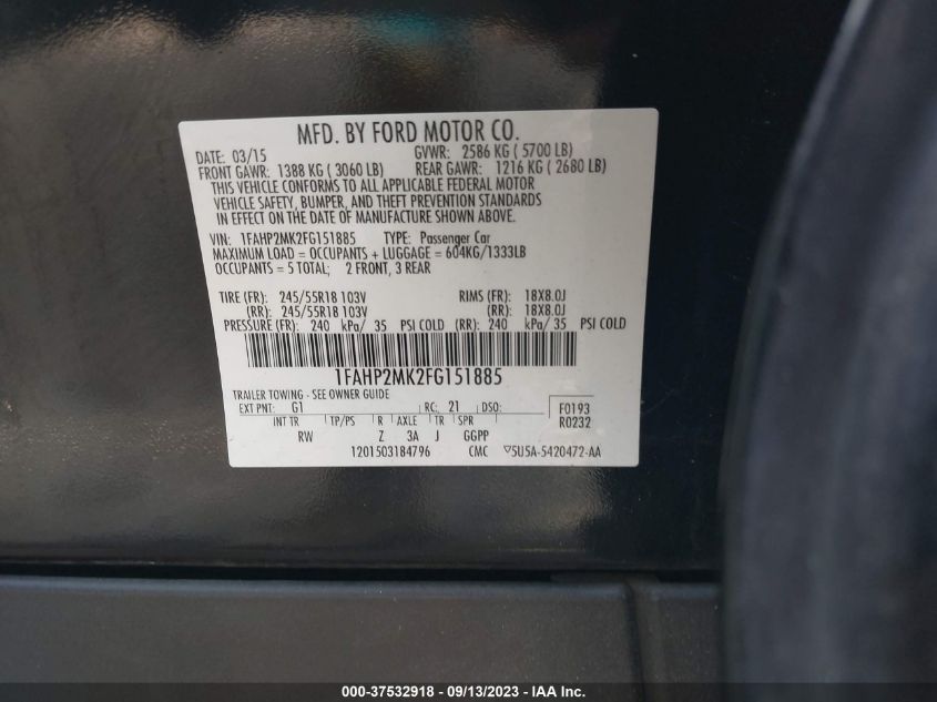 2015 FORD SEDAN POLICE INTERCEPTOR 1FAHP2MK2FG151885