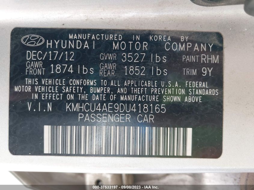 2013 HYUNDAI ACCENT GLS - KMHCU4AE9DU418165