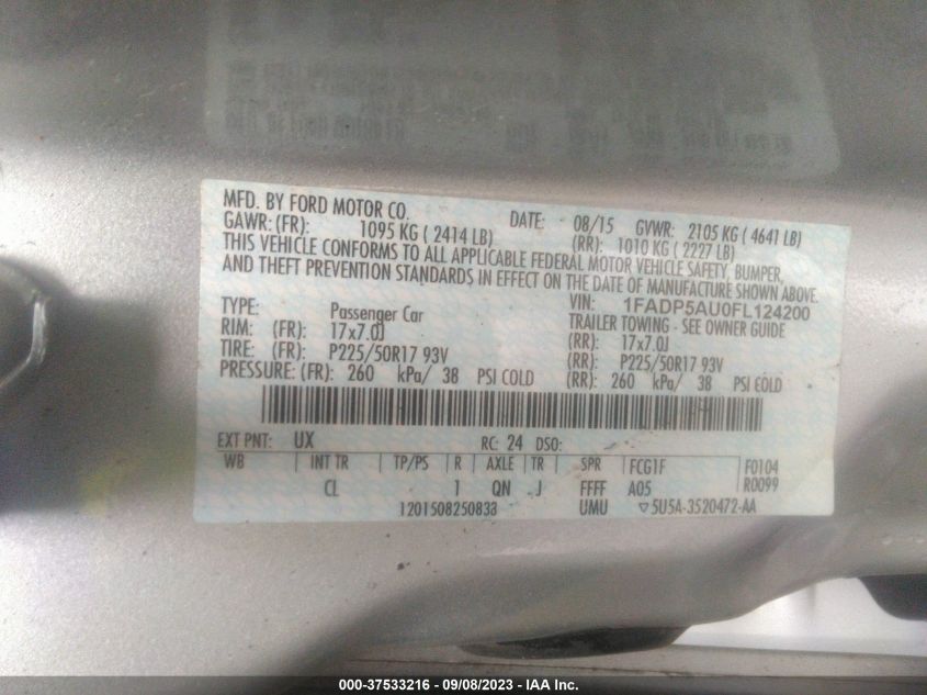 2015 FORD C-MAX HYBRID SE - 1FADP5AU0FL124200