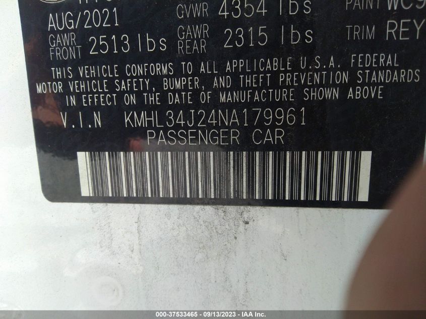 2022 HYUNDAI SONATA LIMITED - KMHL34J24NA179961