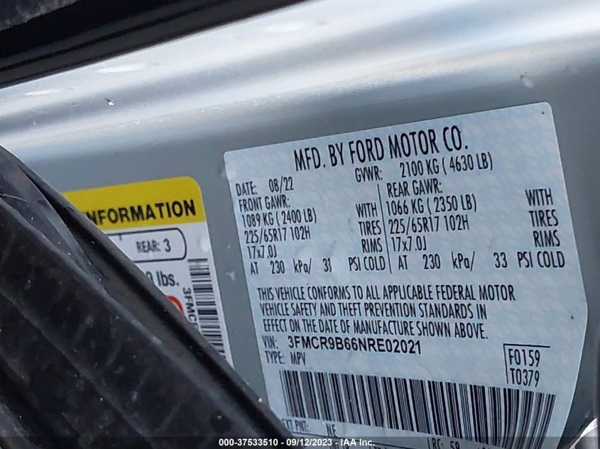 2022 FORD BRONCO SPORT BIG BEND - 3FMCR9B66NRE02021