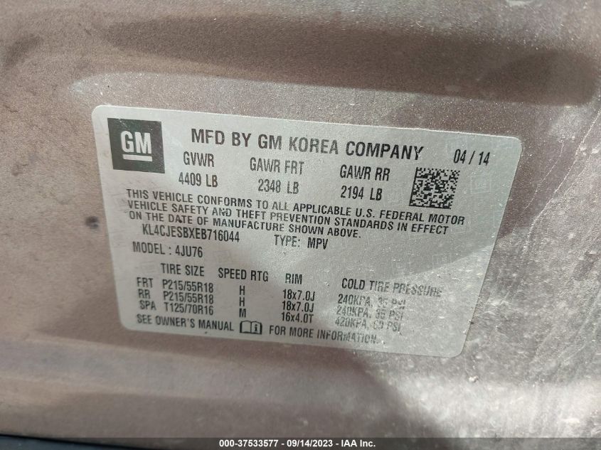 2014 BUICK ENCORE - KL4CJESBXEB716044