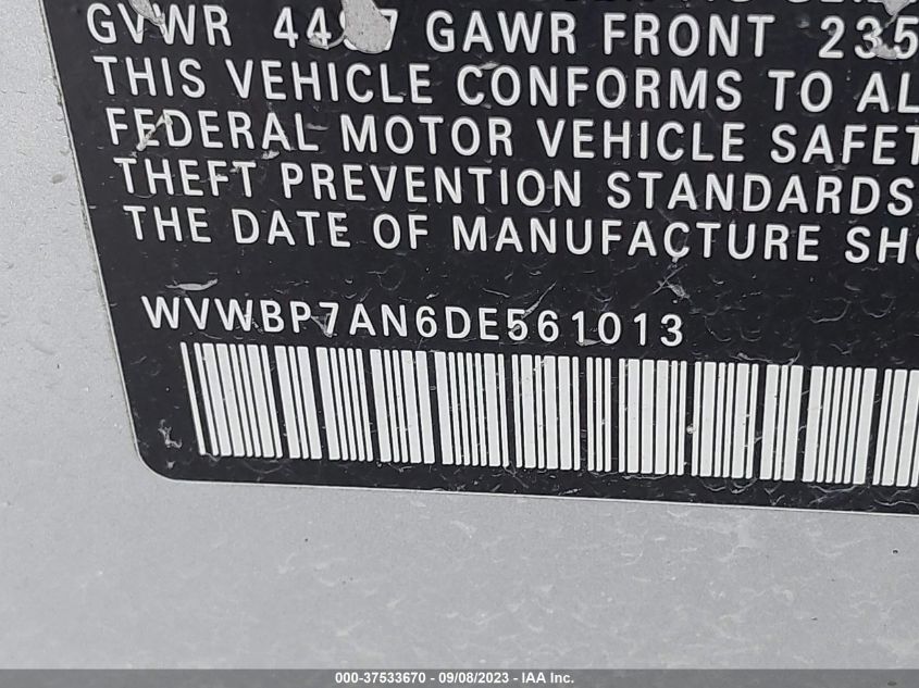 2013 VOLKSWAGEN CC SPORT - WVWBP7AN6DE561013