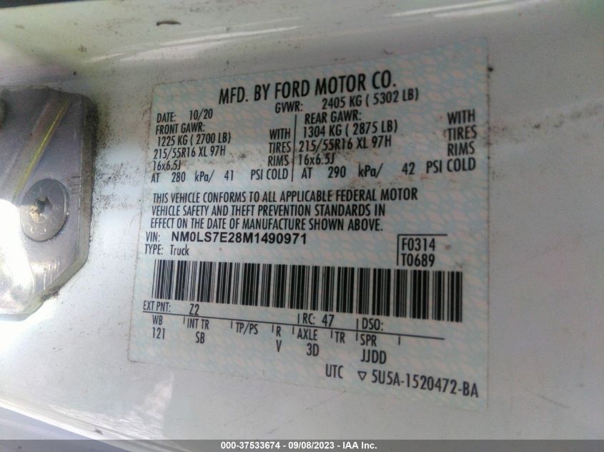 NM0LS7E28M1490971 Ford Transit Connect Van XL 9