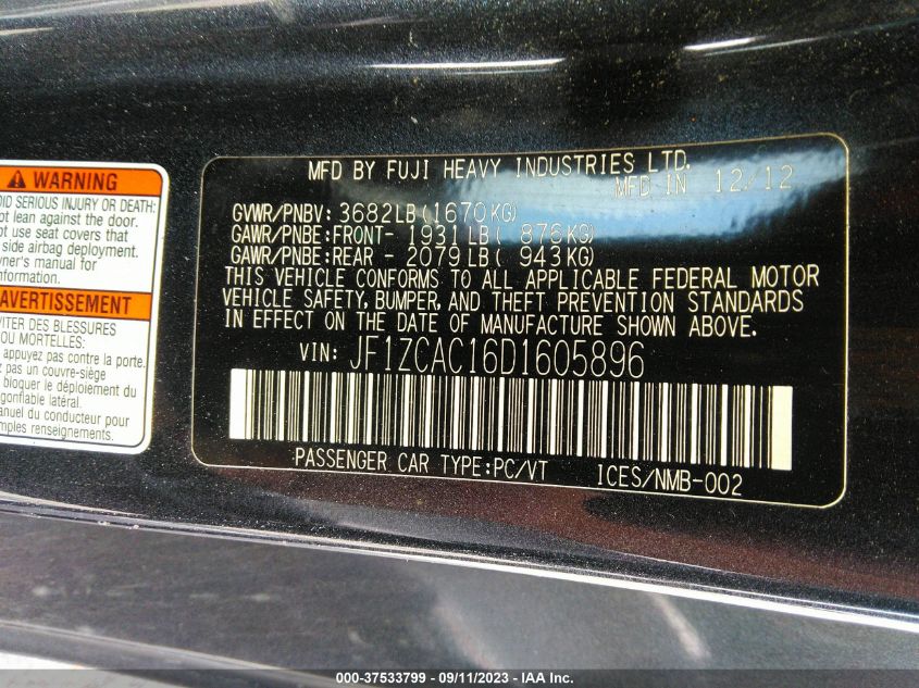 2013 SUBARU BRZ LIMITED - JF1ZCAC16D1605896