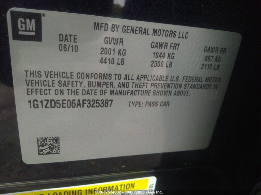 1G1ZD5E06AF325387 | 2010 CHEVROLET MALIBU