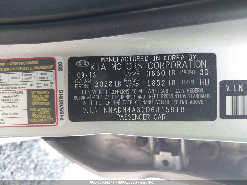 2013 KIA RIO EX/SX - KNADN4A32D6315918