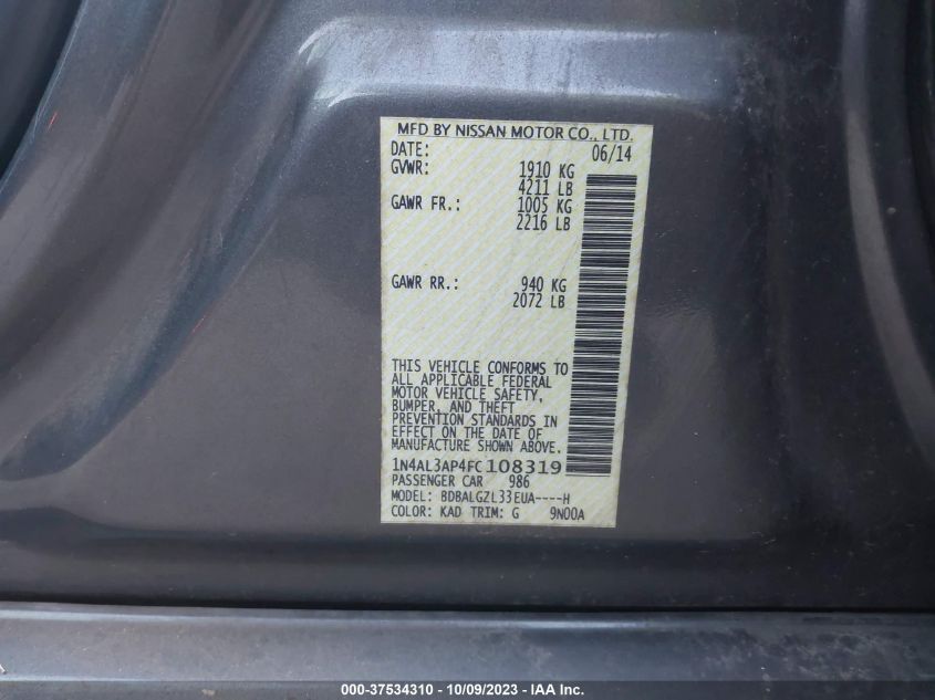 2015 NISSAN ALTIMA 2.5 S - 1N4AL3AP4FC108319
