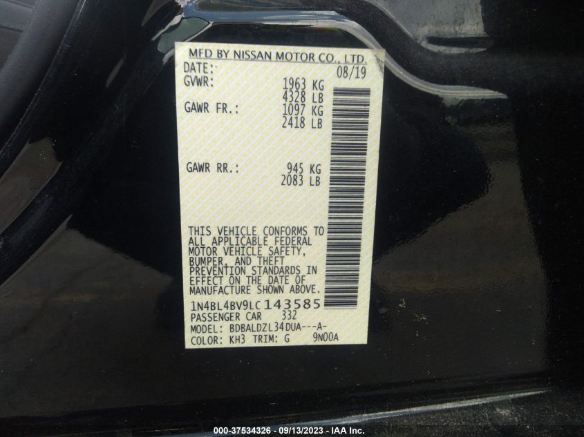 2020 NISSAN ALTIMA S - 1N4BL4BV9LC143585