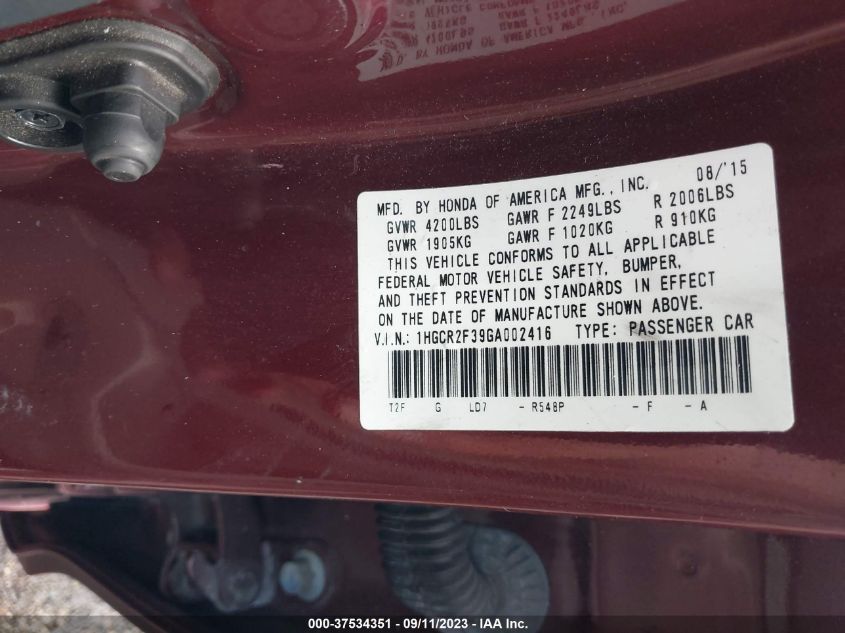 2016 HONDA ACCORD LX - 1HGCR2F39GA002416
