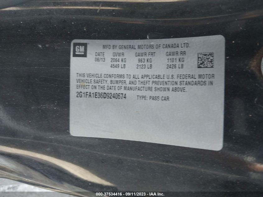2013 CHEVROLET CAMARO LS - 2G1FA1E36D9240674