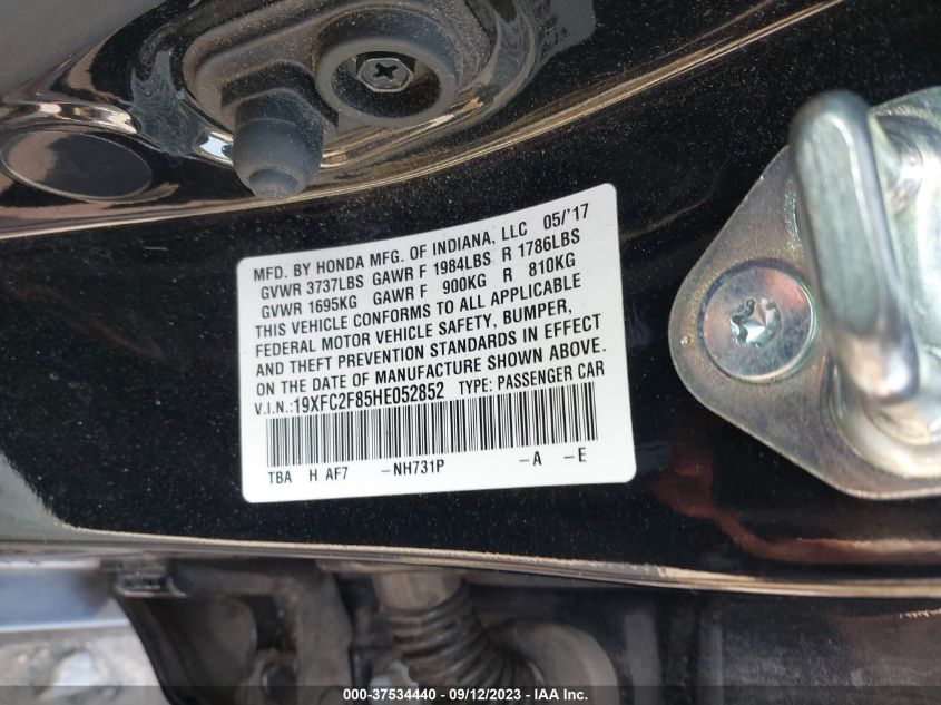 2017 HONDA CIVIC SEDAN EX - 19XFC2F85HE052852