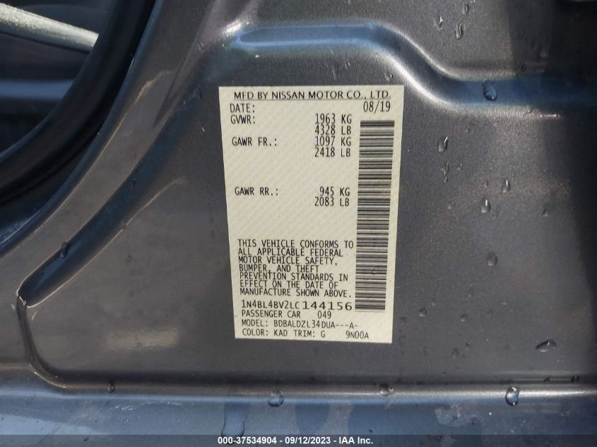 2020 NISSAN ALTIMA 2.5 S - 1N4BL4BV2LC144156