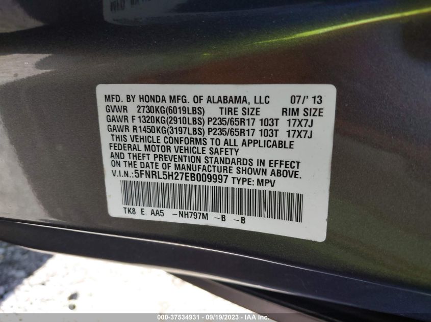 2014 HONDA ODYSSEY LX - 5FNRL5H27EB009997