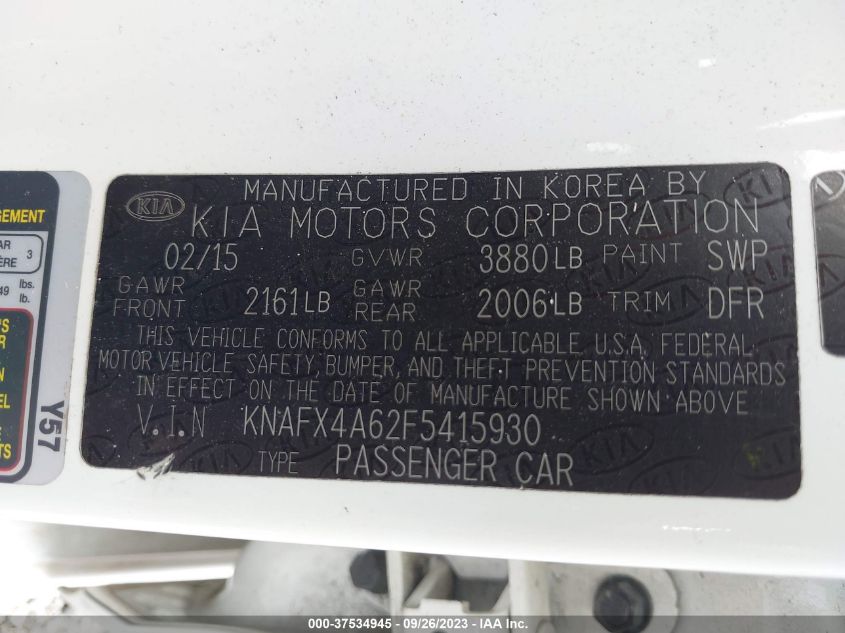 2015 KIA FORTE LX - KNAFX4A62F5415930