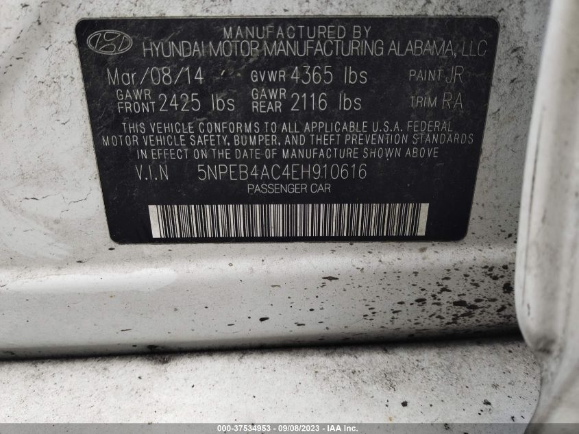 2014 HYUNDAI SONATA GLS - 5NPEB4AC4EH910616