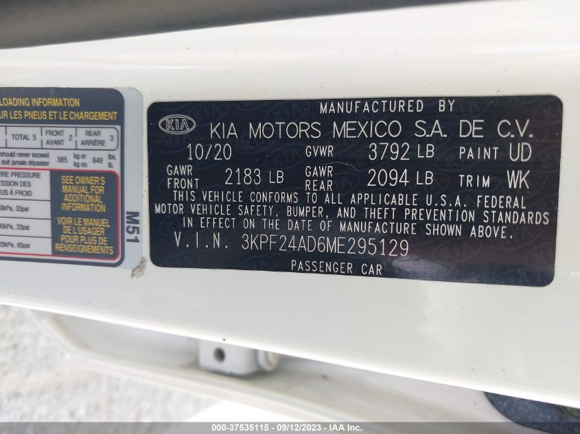 2021 KIA FORTE LXS - 3KPF24AD6ME295129