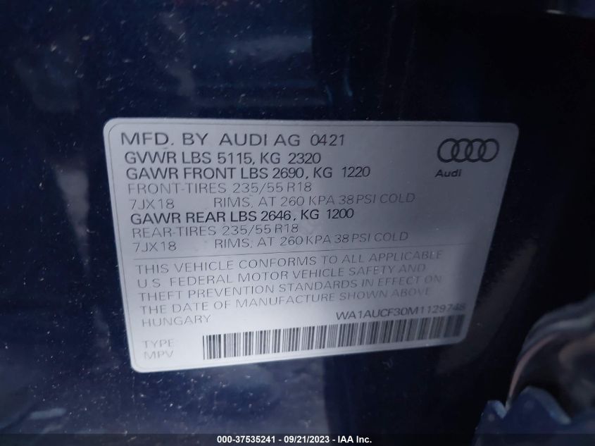 WA1AUCF30M1129748 Audi Q3 PREMIUM 9