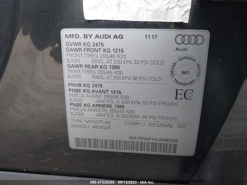 WA1ENAFY4J2090358 2018 AUDI Q5, photo no. 9