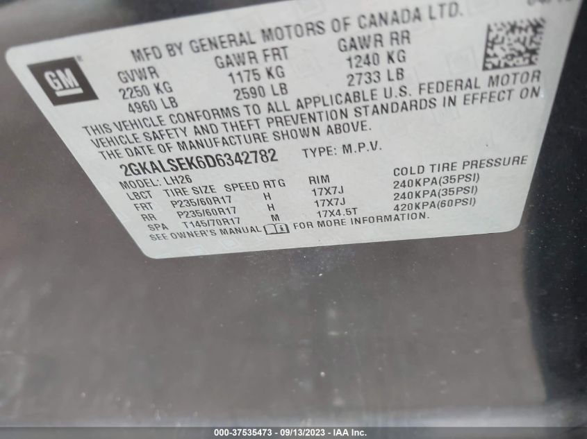 2013 GMC TERRAIN SLE - 2GKALSEK6D6342782