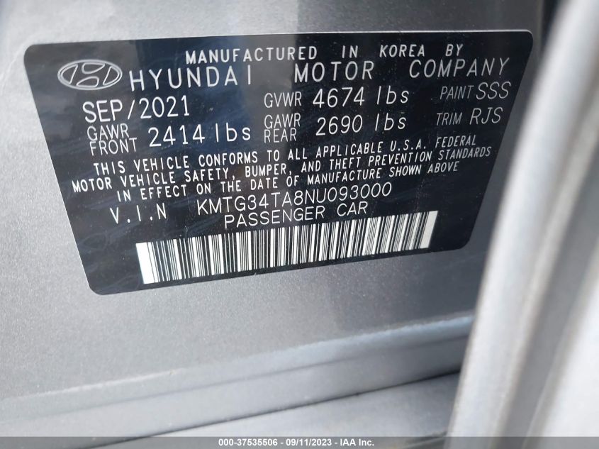 2022 GENESIS G70 2.0T - KMTG34TA8NU093000