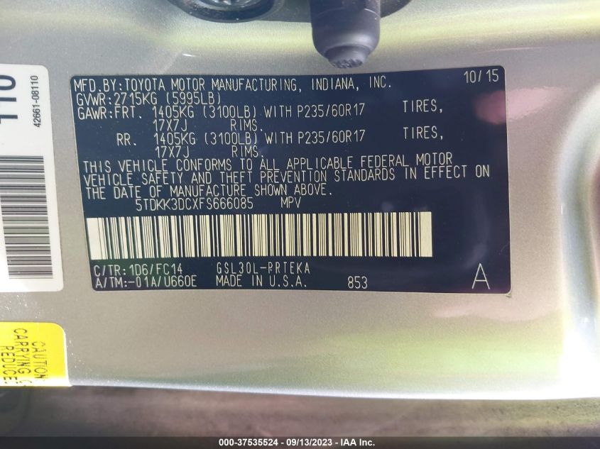 2015 TOYOTA SIENNA LE - 5TDKK3DCXFS666085