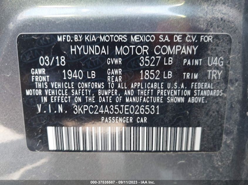 2018 HYUNDAI ACCENT SE - 3KPC24A35JE026531