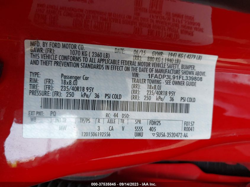 2015 FORD FOCUS ST - 1FADP3L91FL339808